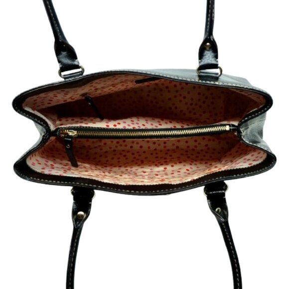 KATE SPADE~Wellesley Elena~BLACK PEBBLED LEATHER 3 COMPARTMENT SHOULDER TOTE BAG - Picture 6 of 6